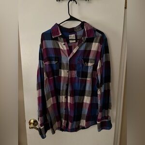Mossimo Supply Co. Purple and Blue Casual Button Down Shirt